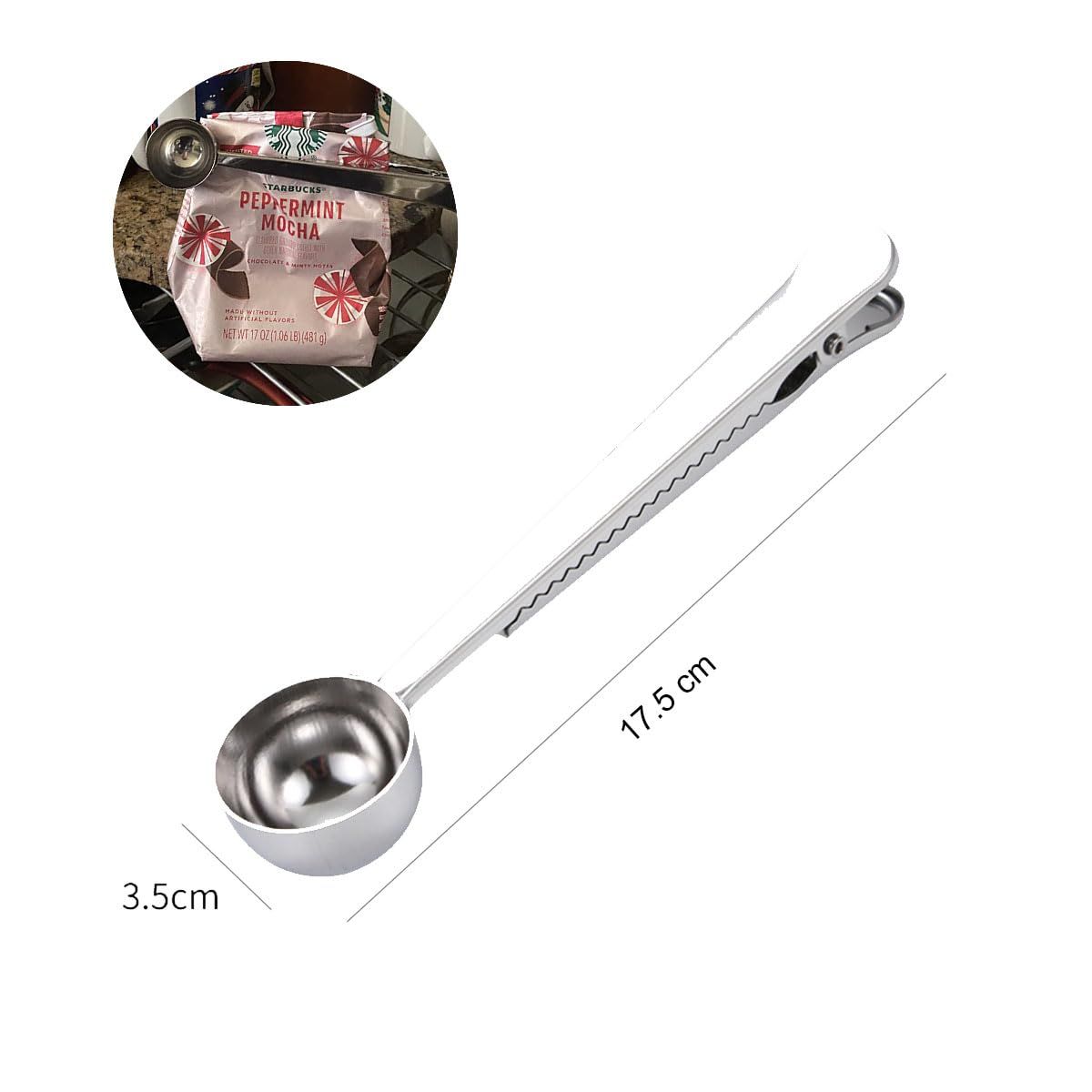 Coffee Scoop Clip Stainless Steel Tablespoon Coffee Spoon With long handle Multifunction Sealing Bag Clip For Tea โ image 2