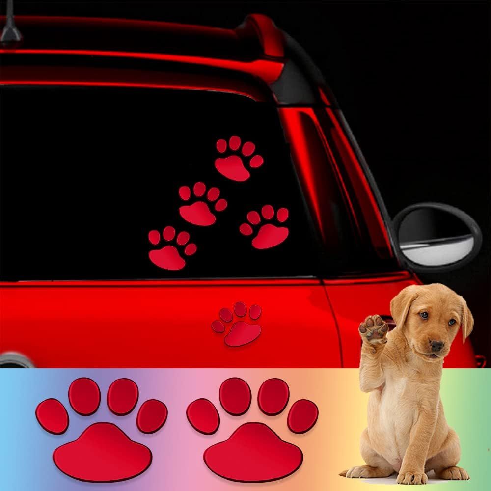 3D Bear Dog Paw Footprint Car Sticker Decal, Auto Car Emblem Decal Decoration, Footprint Styling Stickers Decoration (Red) โ image 4