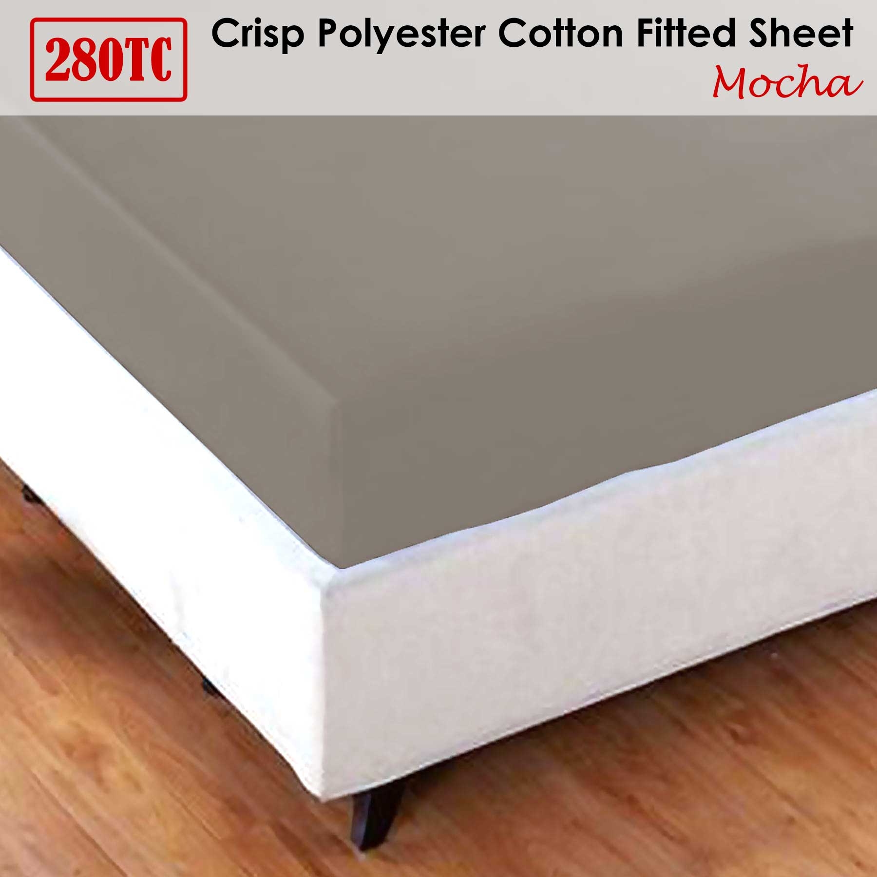 Jason Crisp Polyester Cotton Fitted Sheet Mocha - King — image 2