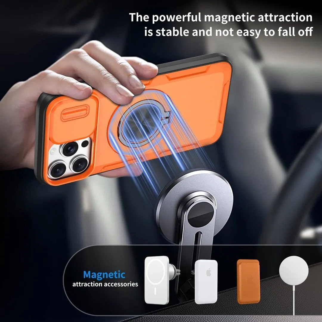 2-in-1 Magnetic Sliding Lens Case, Orange for iPhone 12 Pro — image 5