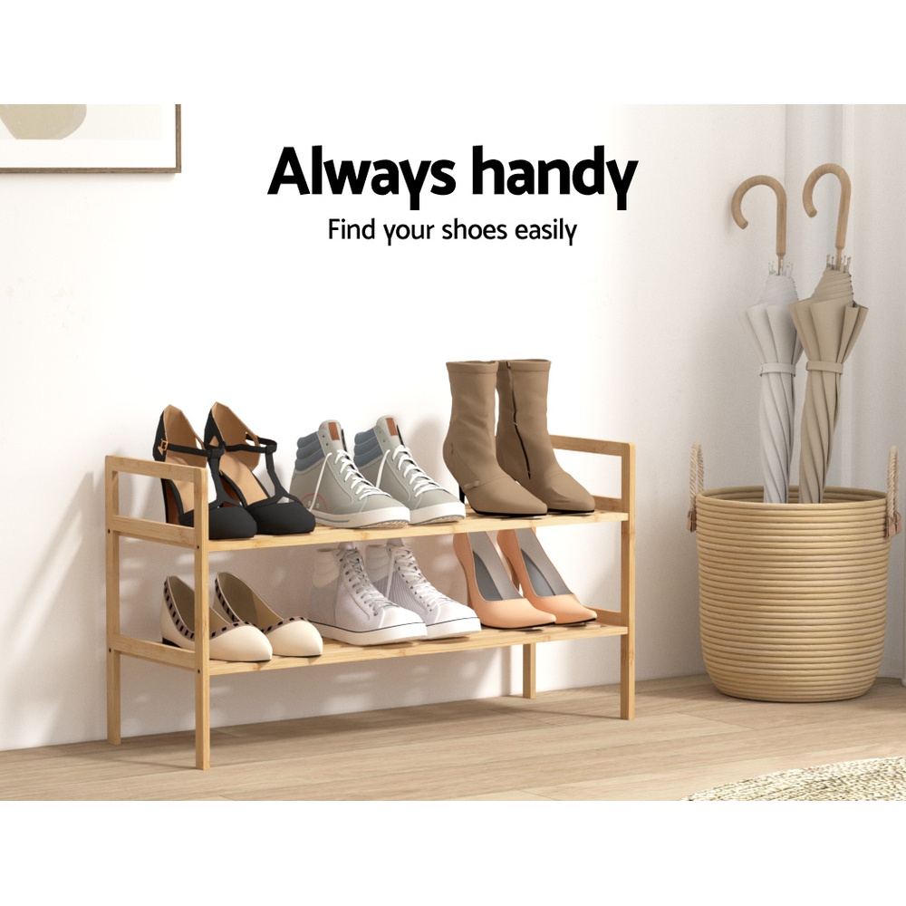 Artiss Shoe Rack Cabinet Bamboo Storage Organiser Pine — image 5