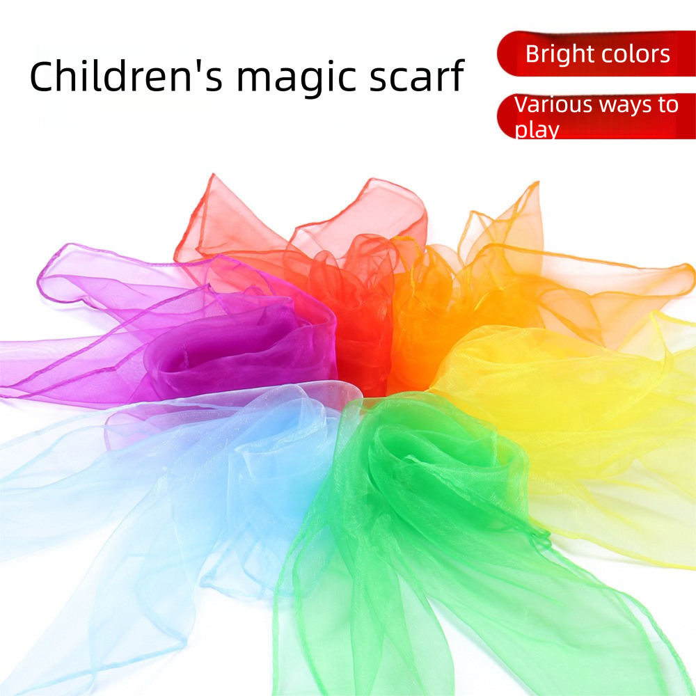 6-piece 60*60 cm(Red and Orange and Yellow and Green and Blue and Purple) Magic Scarf Set - Colourful Chiffon Dance Scarves for Performance Play, Lightweight — image 2