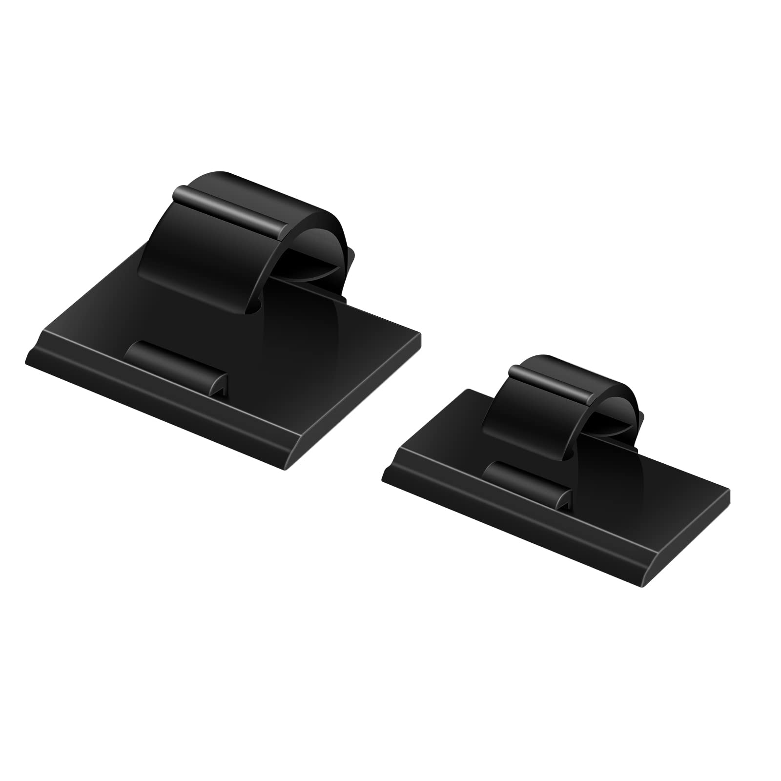 100PCS Cable Clips Black, AIBOO Upgraded Wire Clips Adhesive with 50PCS Small Size & 50PCS Large Size Cable Straps, Mini Cable Wire Management for