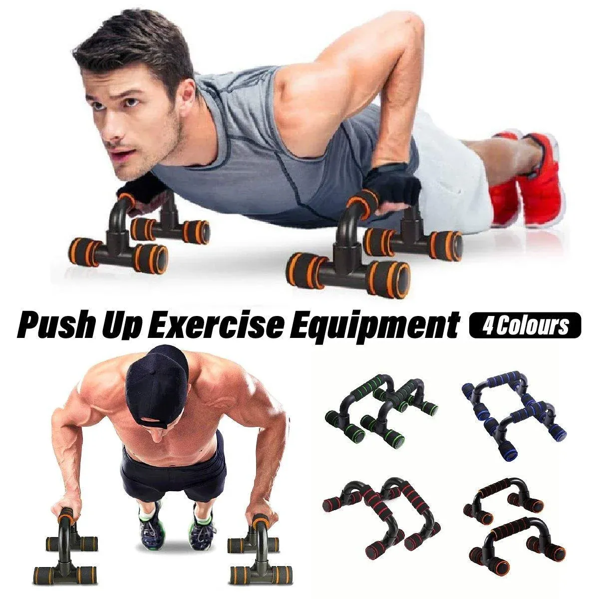 H Shaped Push Up Bars Home Fitness Equipment for Chest Arm Shoulder Training - Green โ image 2