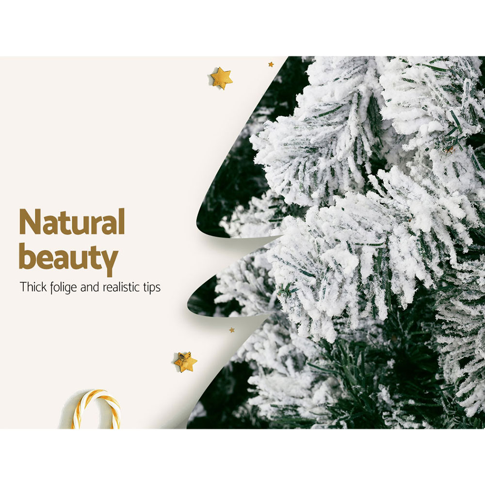 Jingle Jollys Christmas Tree 2.4M Xmas Tree Decorations Snow Flocked 1500 Tips โ image 6