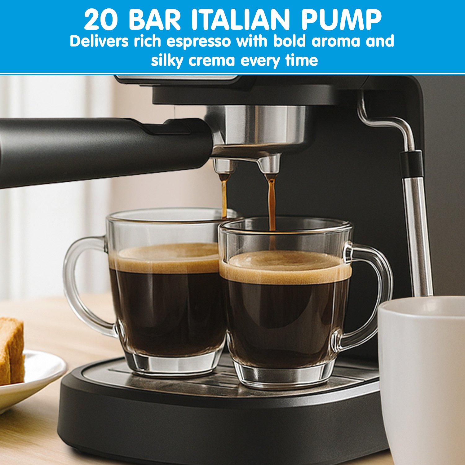 Pronti KCM-850D Coffee Machine 20 Bar Espresso Maker with Milk Frother and 1.25L Tank — image 5