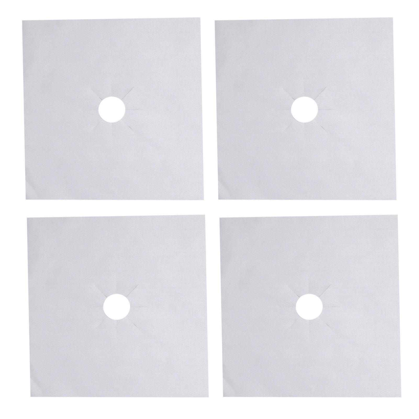 4Pcs Stove Burner Cover PTFE Coating Non Stick Gas Range Stove Top Protector Pad for Kitchen Cooking Silver 27x27cm 0.1mm — image 6