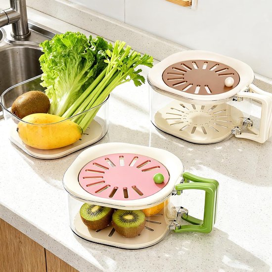 Multifunctional Fruit Washing Basket with Colander and Lid - 2-in-1 Drain Basket & Fruit Colander - Suitable for Kitchen, Refrigerator, Picnic and Camping — image 4