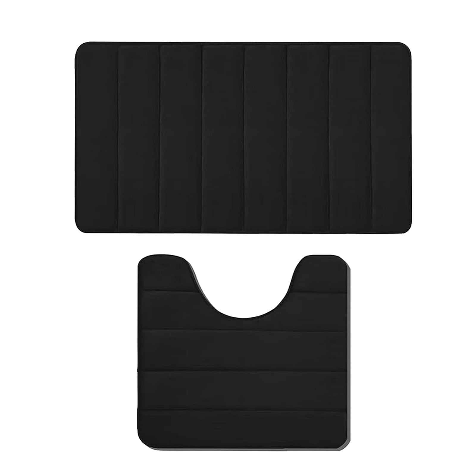 Memory Foam Toilet Rug, Non-Slip Bathroom Rugs, Toilet Rugs U Shaped Washable, Commode Contour Rug, Soft Comfortable Super Water Absorption #2_Black β image 2