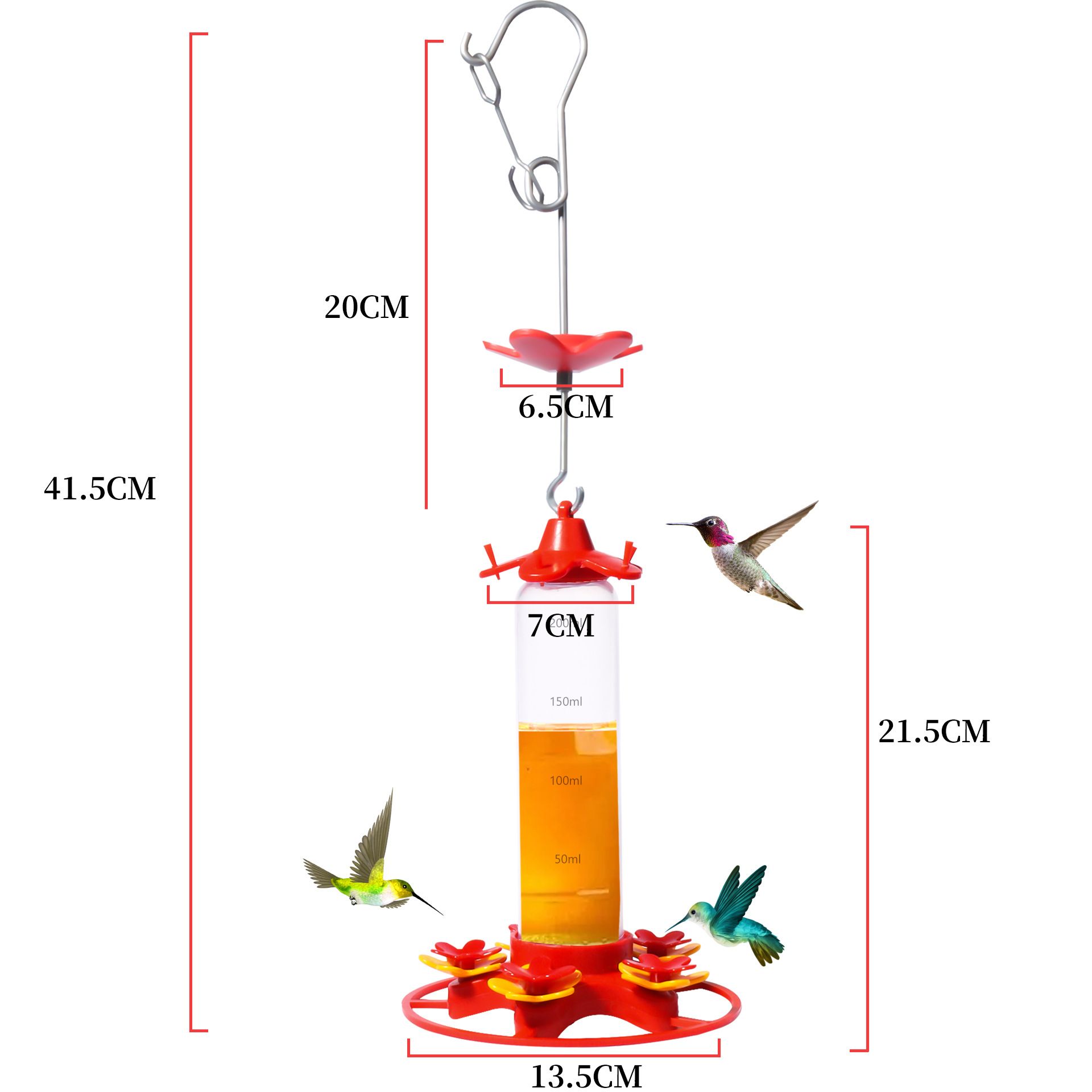 Plastic Hummingbird Feeders for Outdoor Hanging, Ant-Proof and Bee-Proof Design, 6 Feeding Ports, Leak-Proof and Easy to Clean โ image 5