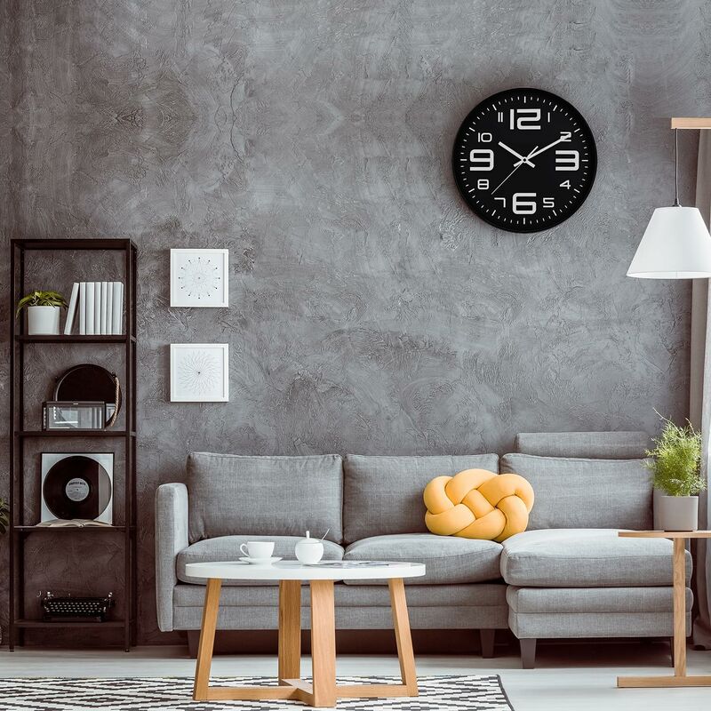Silent Clock, 30Cm Quartz Silent Clocks, Battery Powered, Modern Style Designed For Home, Office And School (Black) — image 4