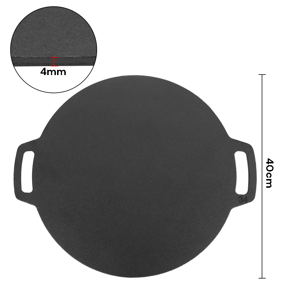 40cm Seasoned Cast Iron Induction Crepes Pan Baking Pancake Tool Pizza Bakeware โ image 6