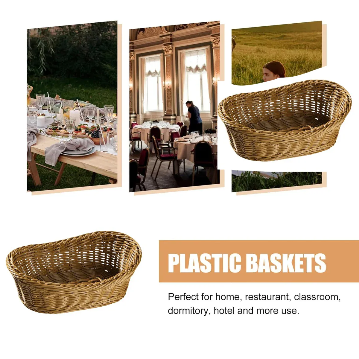 2Pcs Rattan Yuanbao Shaped Fruit Tray Home Storage Basket Living Room Tray — image 5