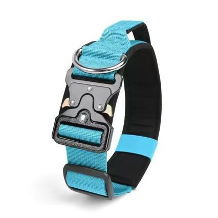 Blue Tactical Dog Collar and Bungee Lead Set (L size) - Padded Quick Release Collar with Control Handle and Shock Absorbing Leash for Medium and — image 6