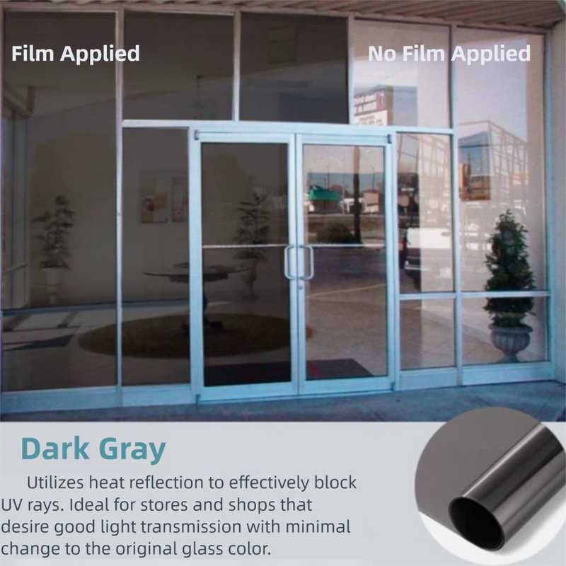 Premium 6-Layer Dark Grey Window Film for Home/Office – Reflective One-Way Privacy, 50cm x 2m One Roll, UPF 50+ UV Block, With Full Install Tools