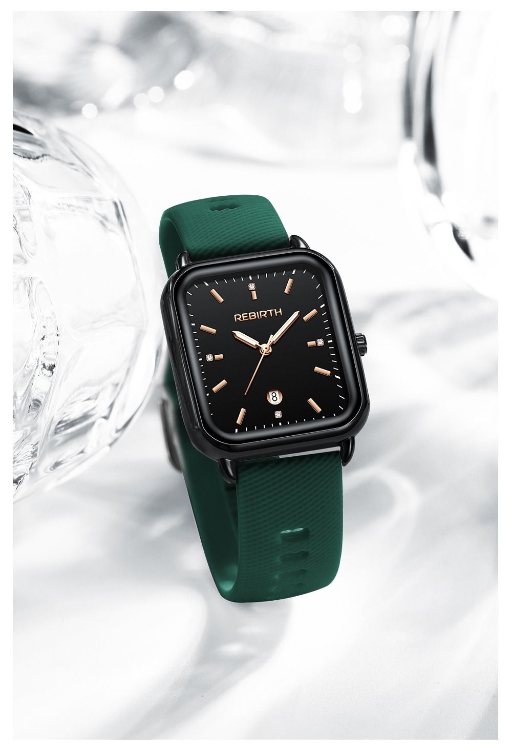 Elegant Retro Preppy Style Women's Quartz Watch - Square Black Dial with Pink Silicone Strap, Zinc Alloy Case, Non-Rechargeable Battery/PINK โ image 6