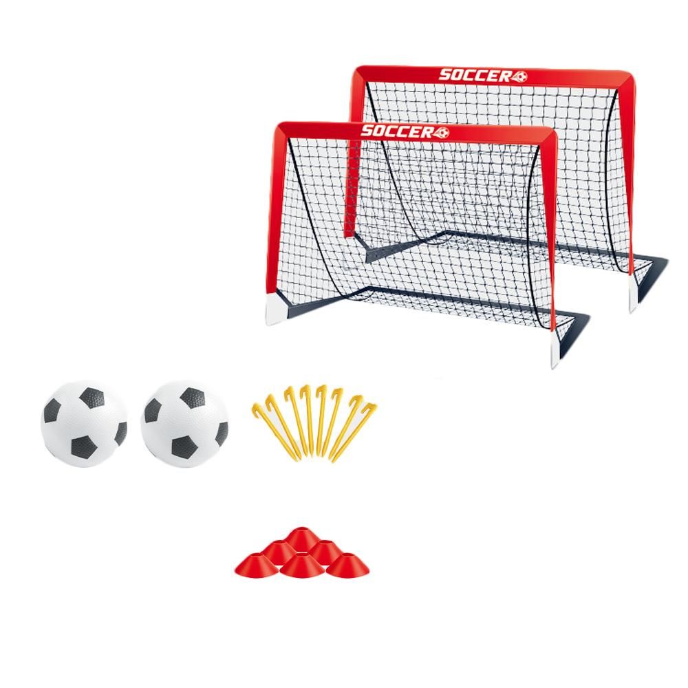 Soccer Goals for Backyard Set Outdoor Sports Games - Red Goal Frame with White Net