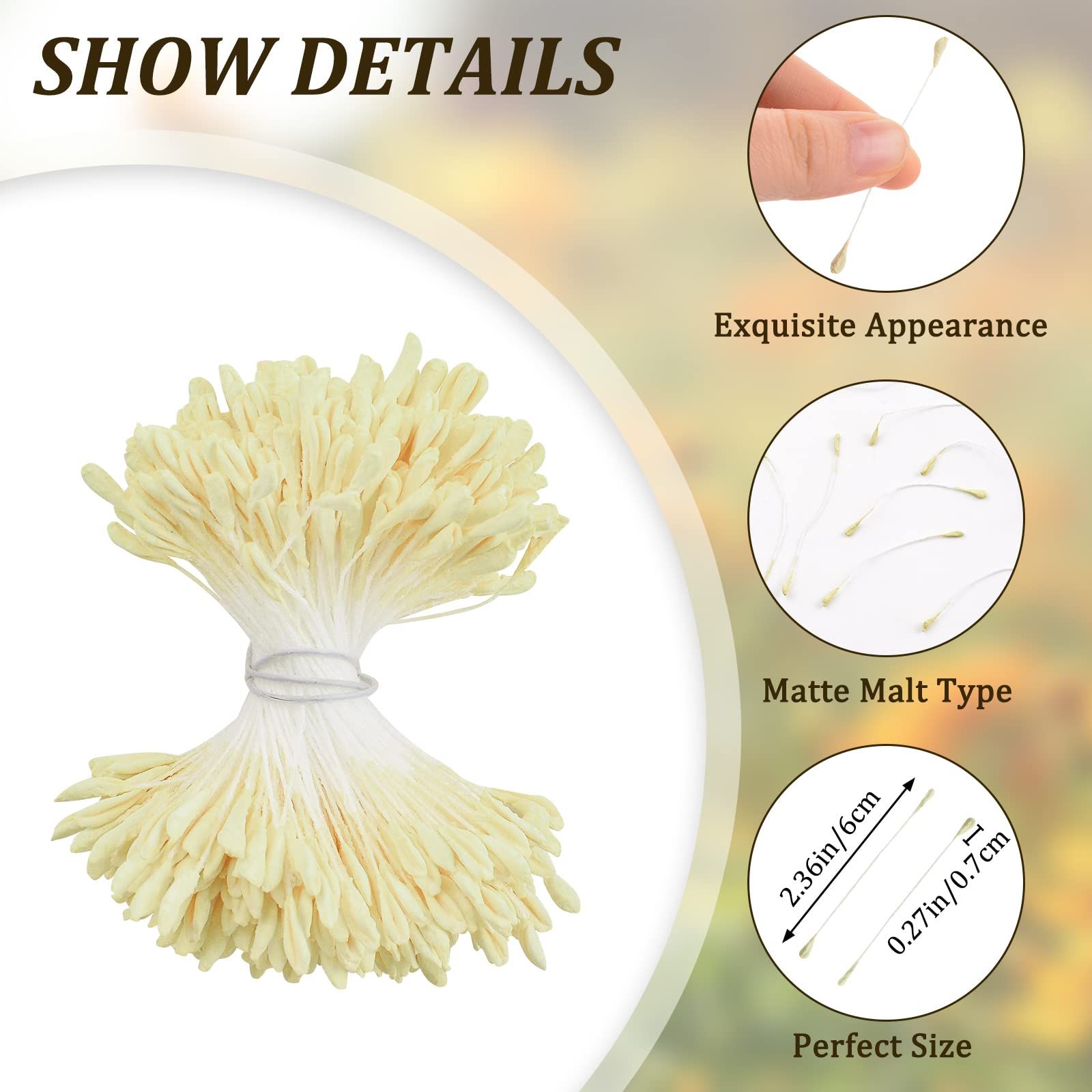 1300 Pieces Yellow Stamens for Crafts, Stamens for Artificial Flowers DIY Wedding Party Home Scrapbook Decoration — image 3