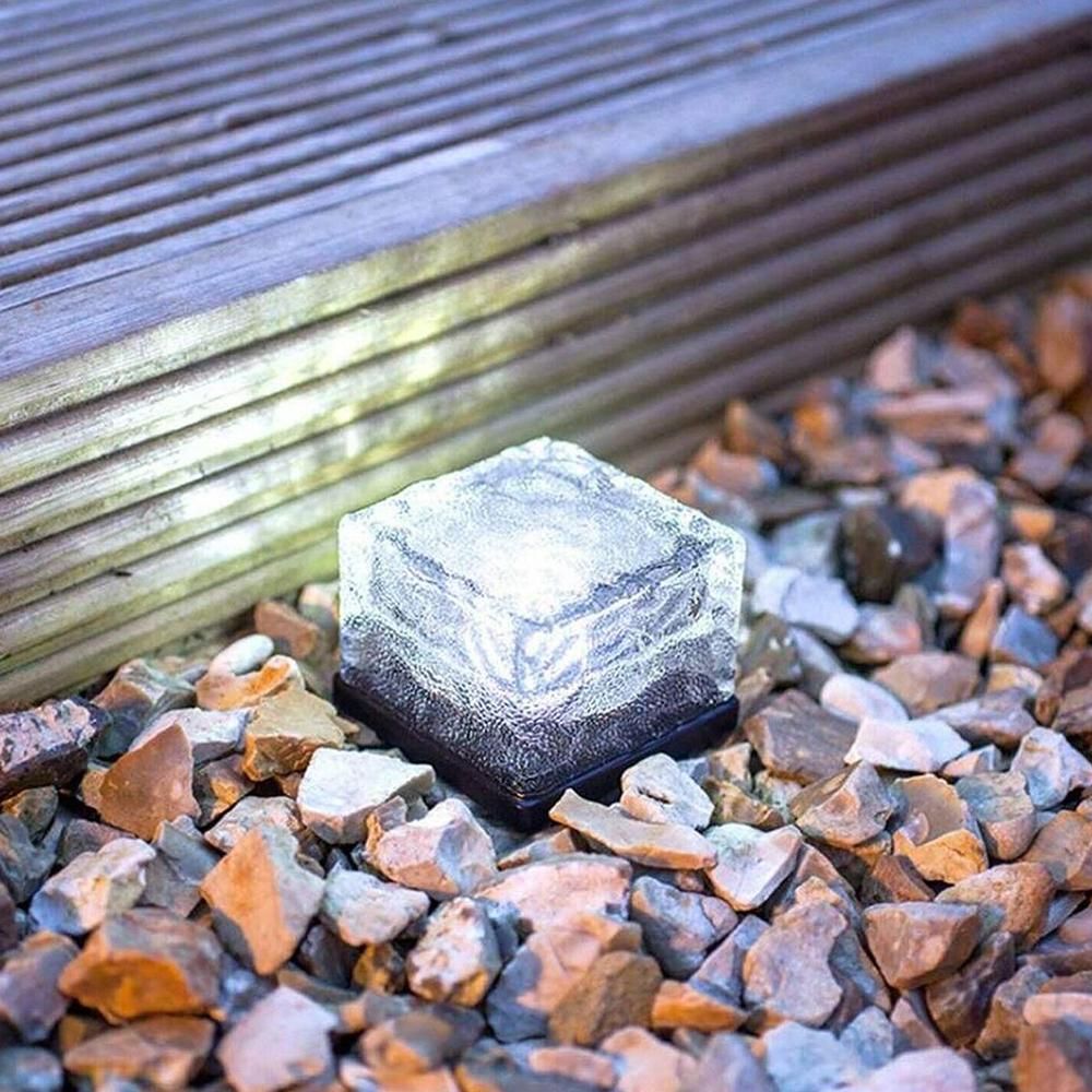 Solar LED Ice Cube Floor Tile Ground Lamp Lawn Lamp -White โ image 2