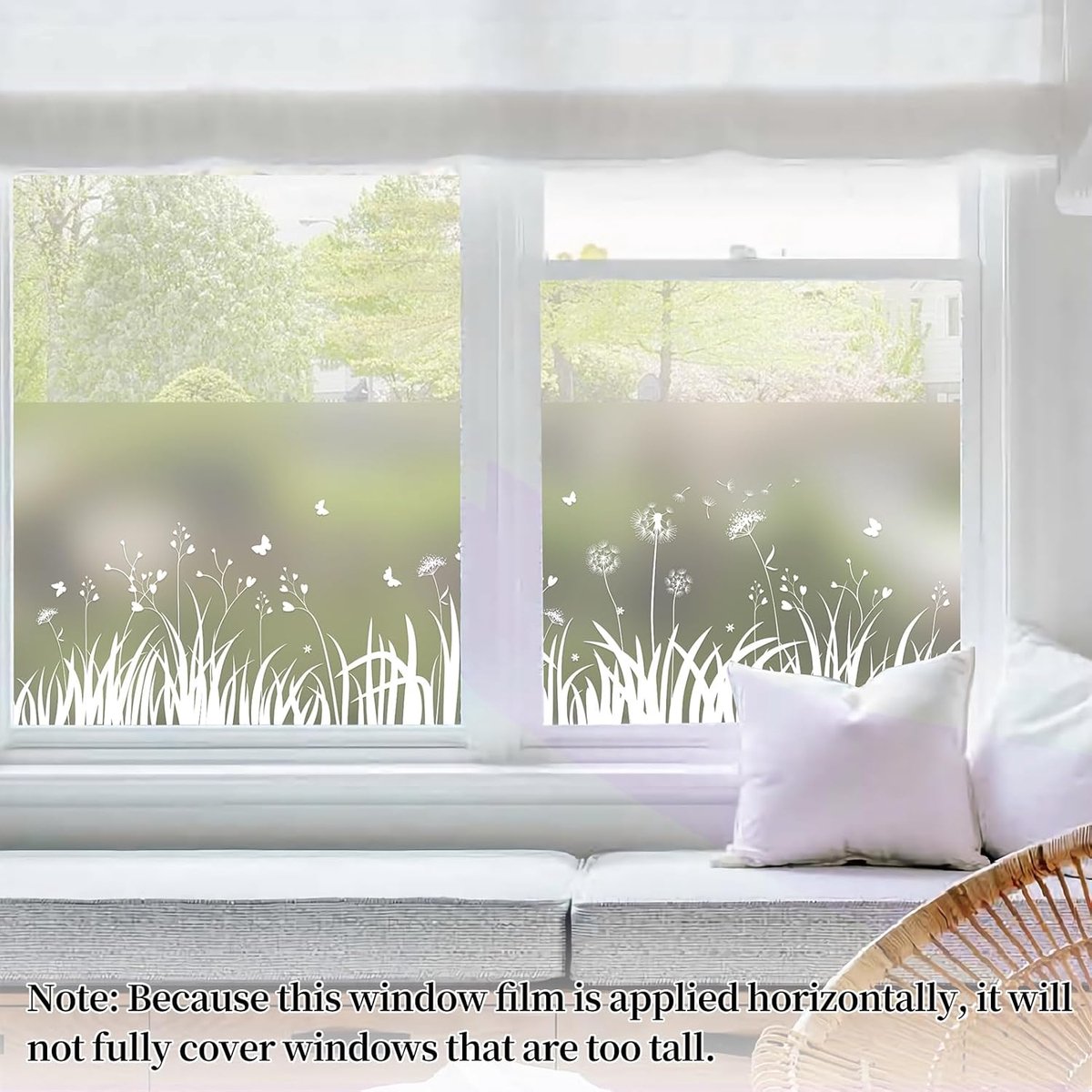 Window Privacy Film - Window Film - Anti-Peek Window Film - Glueless Frosted Privacy Film - Self-Adhesive Window Film - Flower Garden Window Stickers - Static — image 3