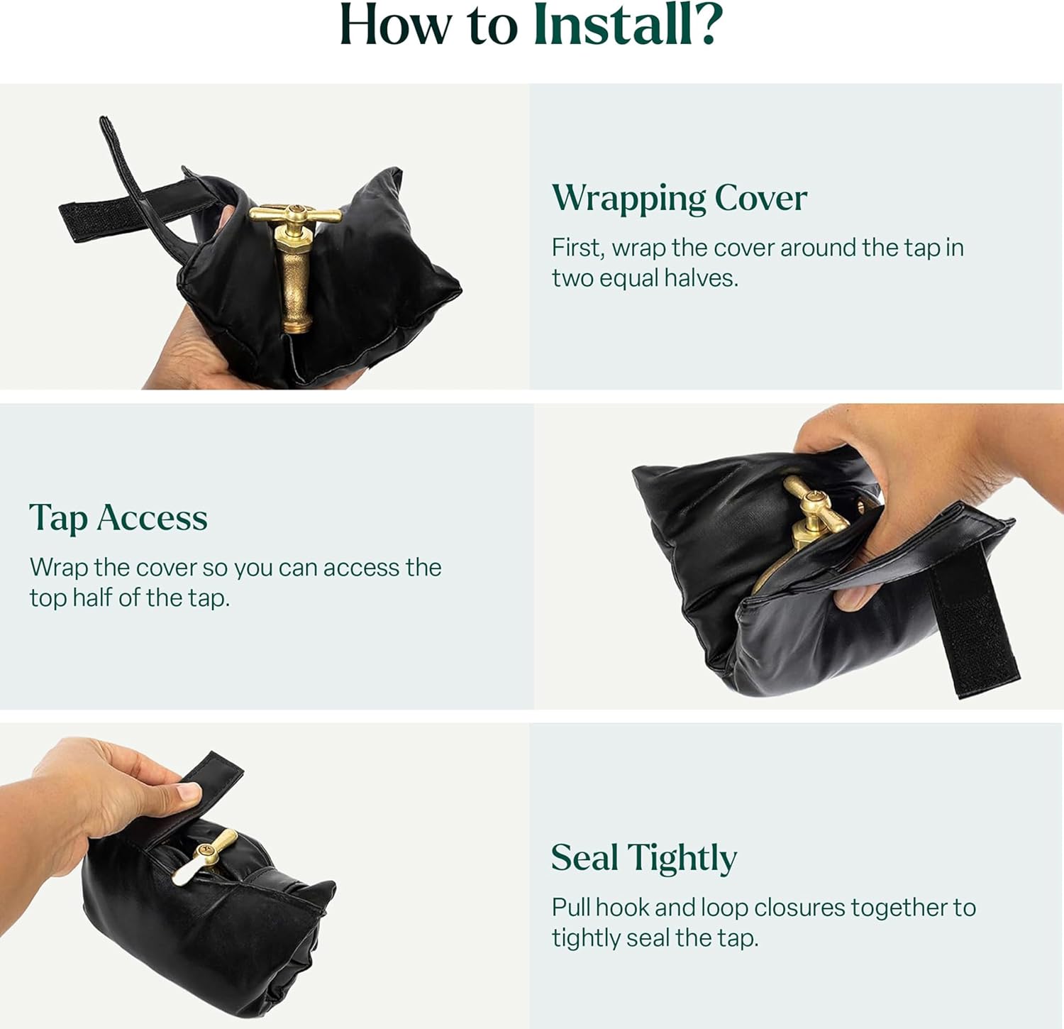 2 Pack Black Outdoor Faucet Cover Winter Freeze Protection Waterproof Insulated Garden Tap Sleeve Universal Cold Weather Shield — image 6
