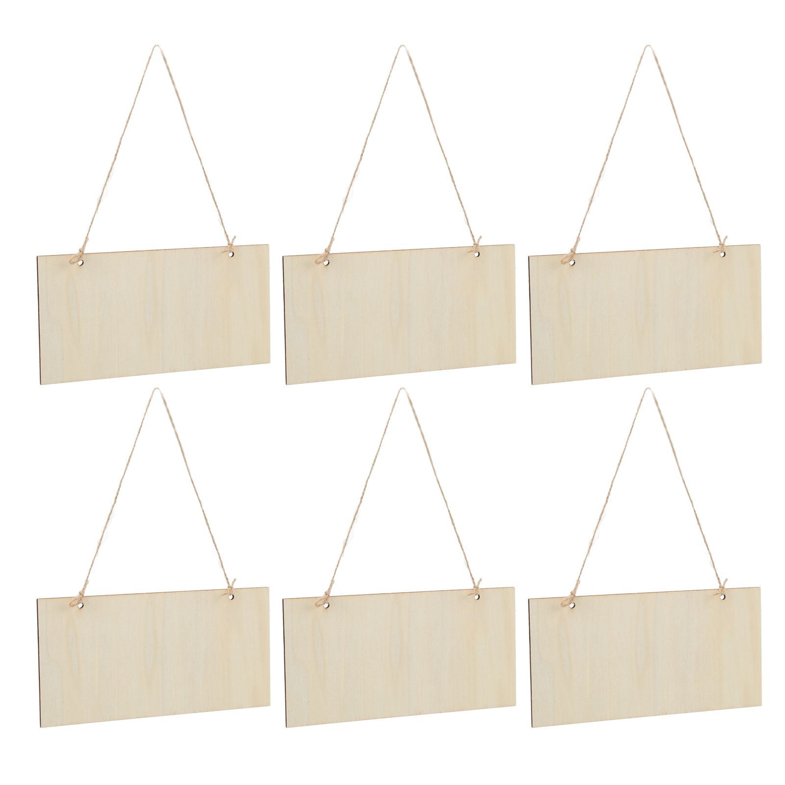 6pcs Blank Wooden Plaque Rectangle Decorative DIY Unfinished Wood Sign with Holes for Coffee Shop — image 6