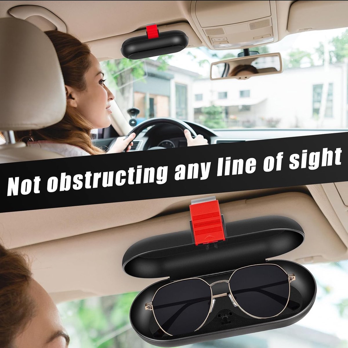 Glasses case - car glasses frame - sun visor sunglasses holder - car glasses case - multifunctional storage box - car storage accessories - hanging glasses โ image 4
