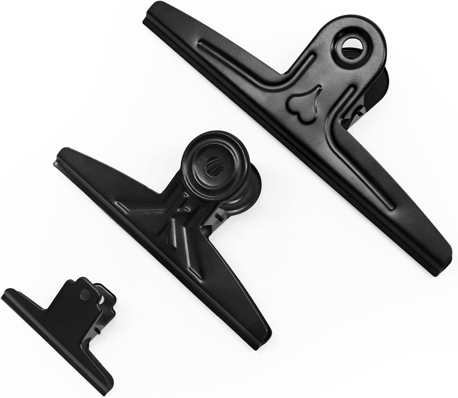 Large Bull Clips Black, 14 Pcs XL Steel Binder Paper Clips Clamps for Office, Drawing Board, Food Bags (Square)