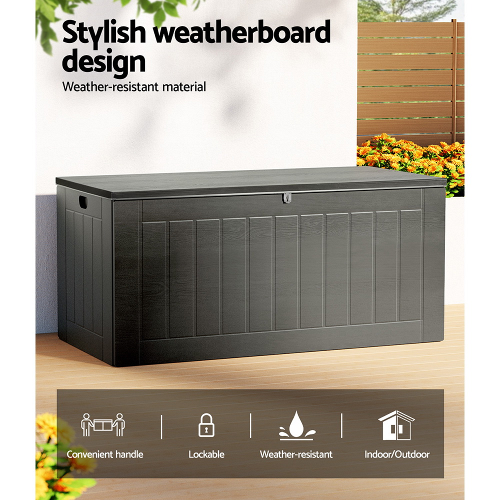 Gardeon Outdoor Storage Box 830L Container Lockable Garden Bench Tool Shed Black โ image 4