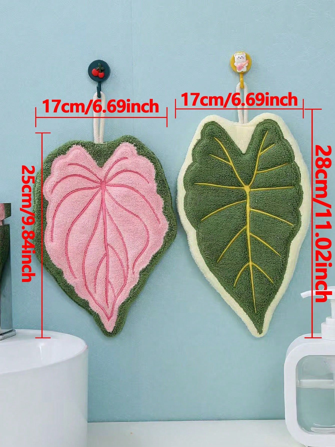 1pc/3pcs Creative Leaf Design Hanging Decorative Hand Towel For Kitchen Bathroom Bedroom Absorbent Easy To Clean Personalized Towel β image 3
