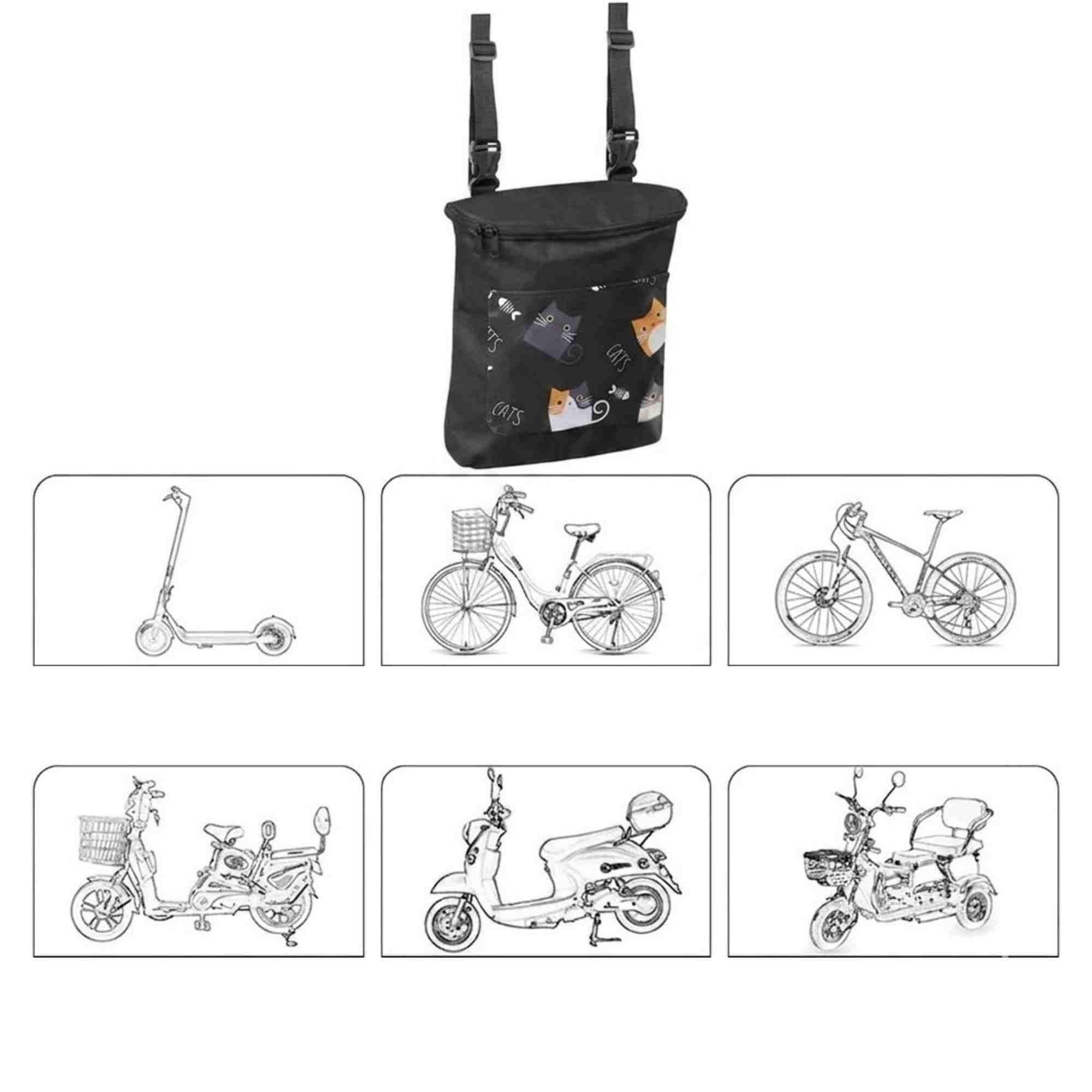 Bicycle Hanging Bag Front Handlebar Organizer Placement Bag For Bike Storage - Black Cat — image 4