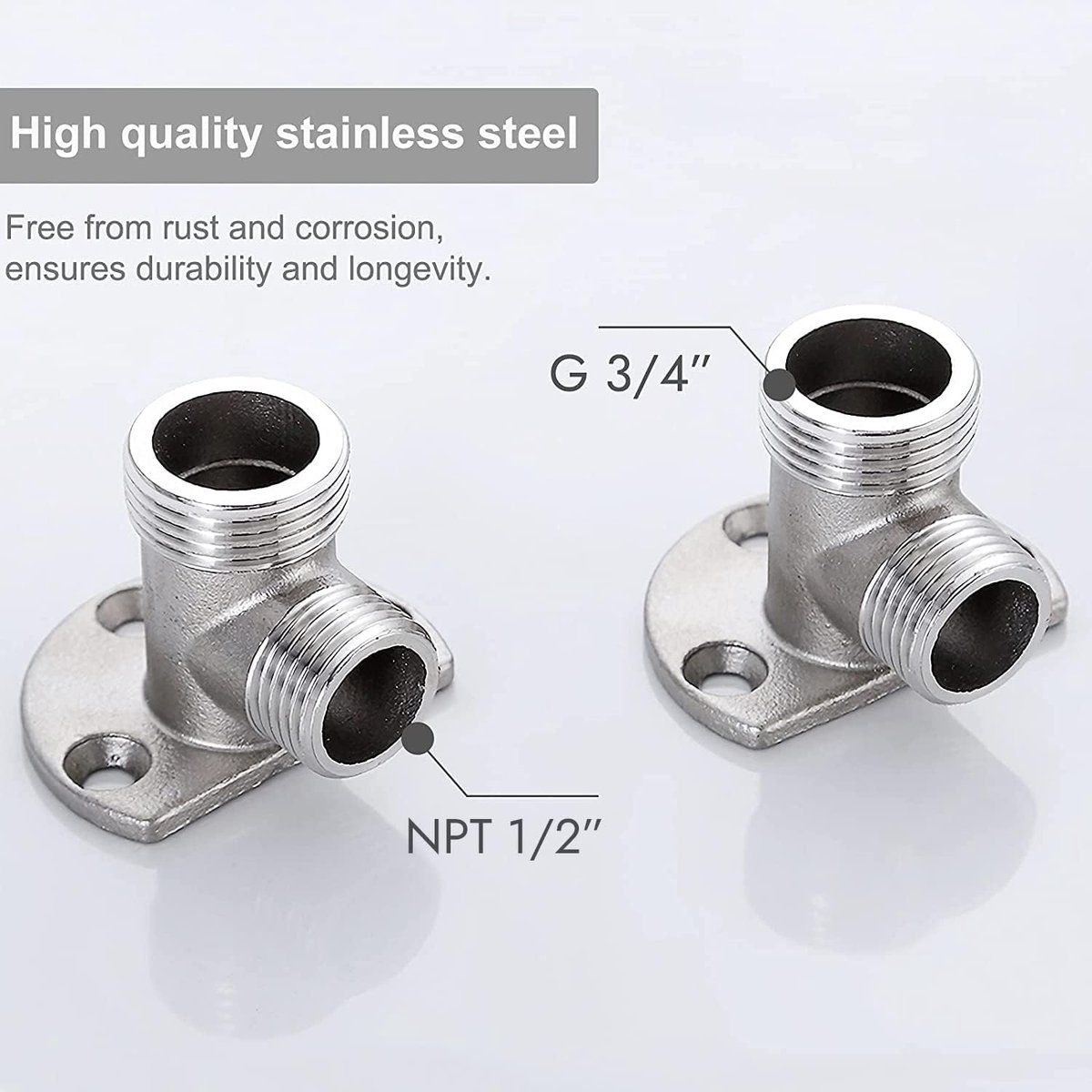 2 pieces - installation set for exposed bath taps - stainless steel wall-mounted tap adapter - tap installation kit - tap accessories - bathroom accessories — image 3
