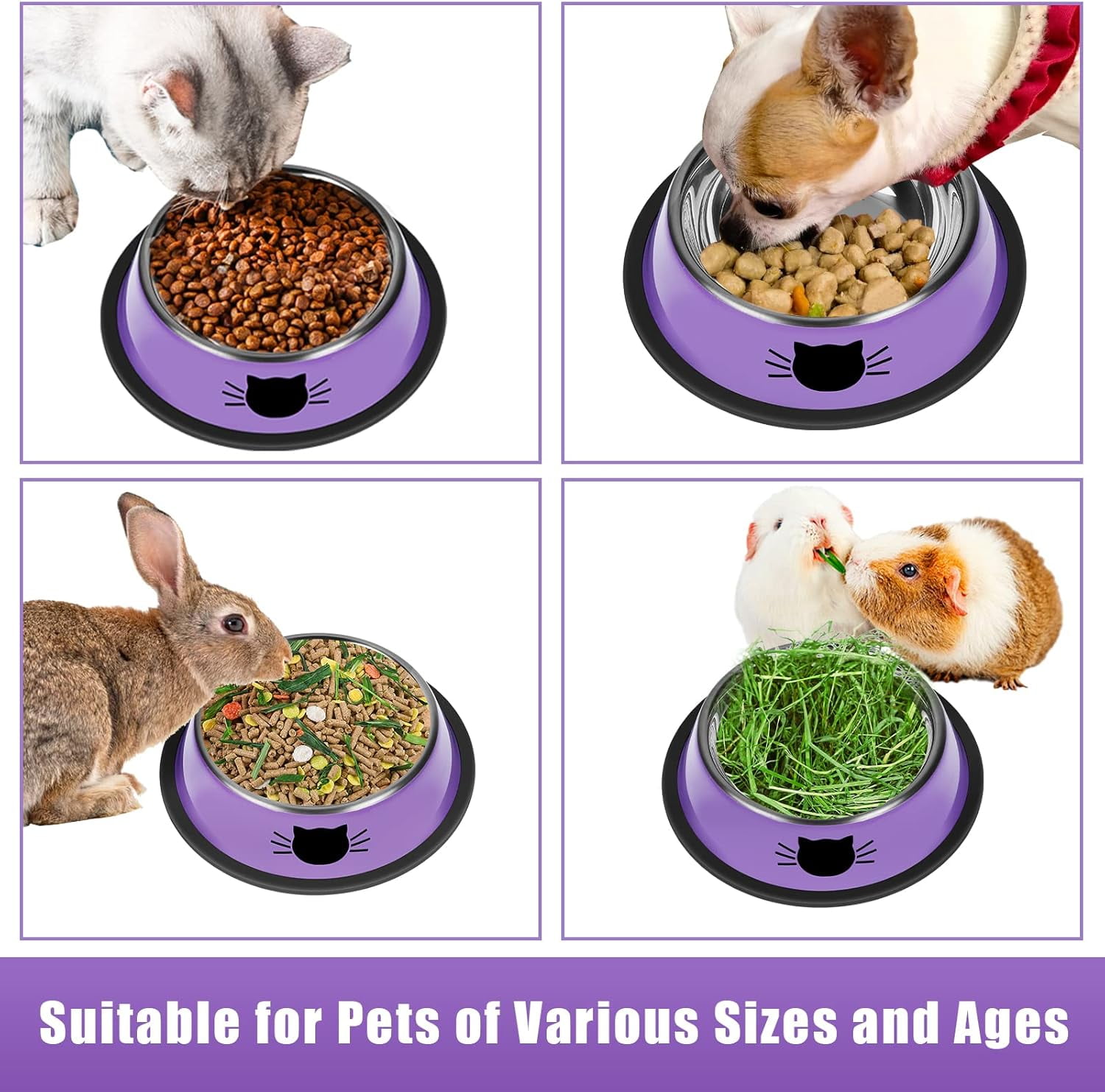 Cat Bowls Non-Slip Stainless Steel Small Cat Food Bowls Unbreakable Thicken Cat Feeder 7 Oz Cat Dishes Suitable for Indoor Small Pets Removable Rubber Base โ image 5