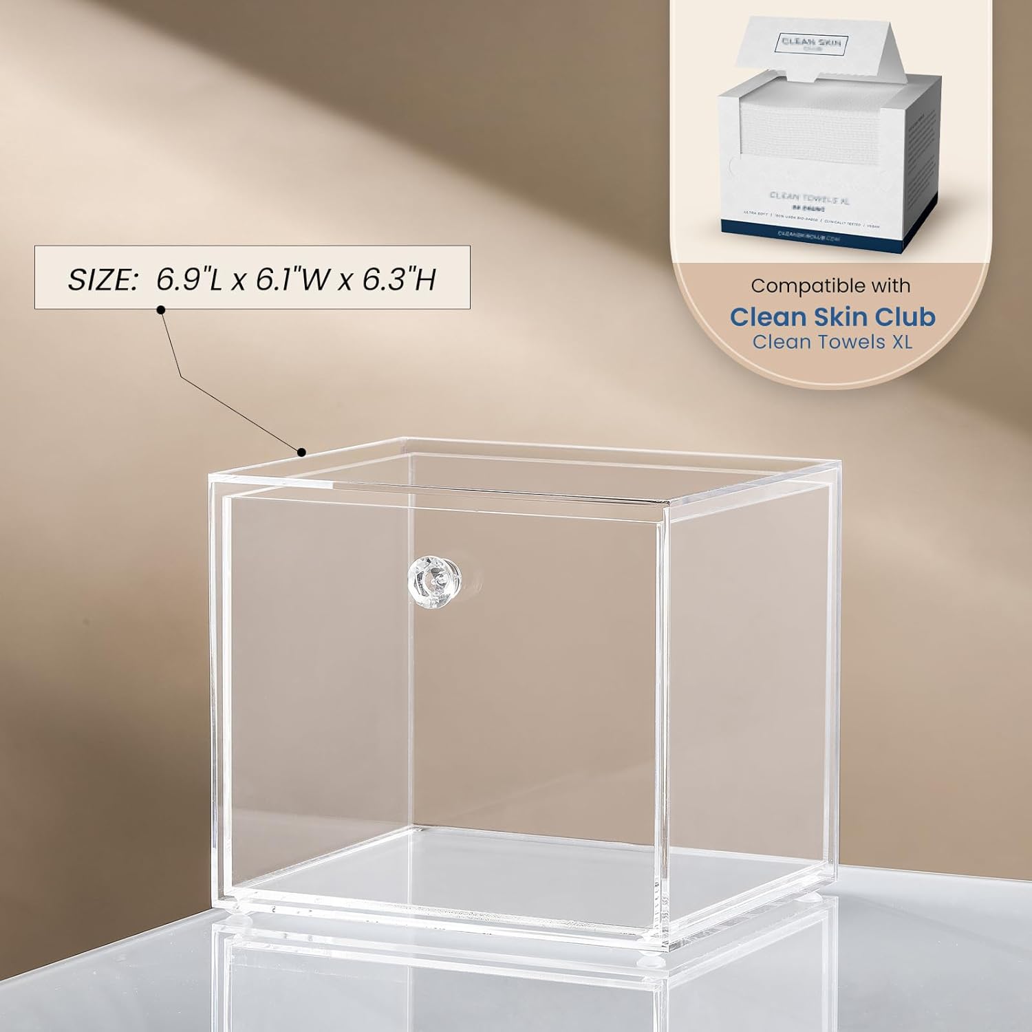 Disposable Face Towel Container Box Compatible with Clean Skin Club Clean Towel XL, AcrylicTowel Storage Bin with Drawer, Makeup Organizer stackable holder โ image 3