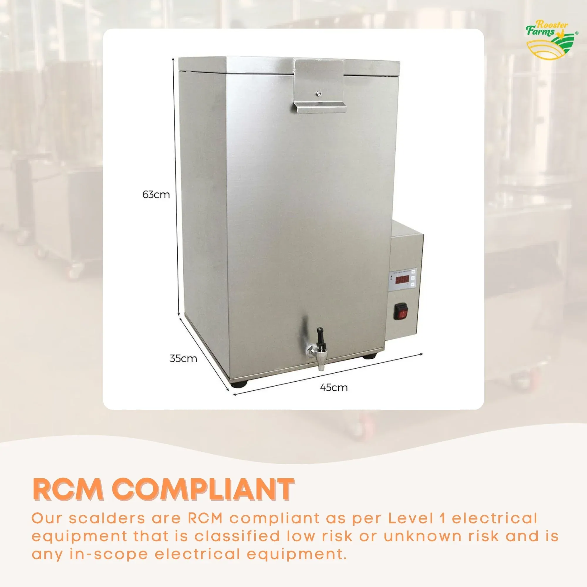 Rooster Farms 70L Chicken Scalding Machine Stainless Steel Poultry Scalder — image 5