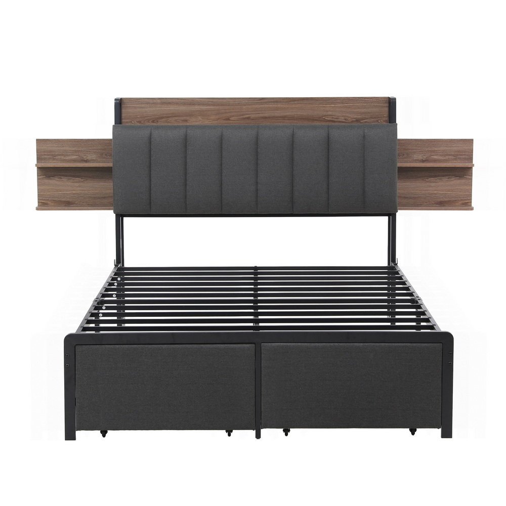 Artiss Metal Bed Frame Double Size with 2-Tier Hidden Storage with Charging Station — image 4