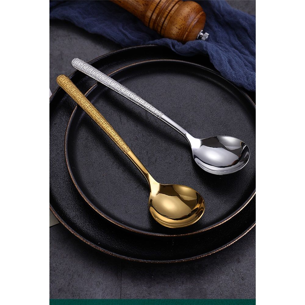 2 pack Stainless Steel Soup Ladle Spoon One Piece Design Restaurant Kitchen Cooking Flatware for Serving Soup Tone โ image 2