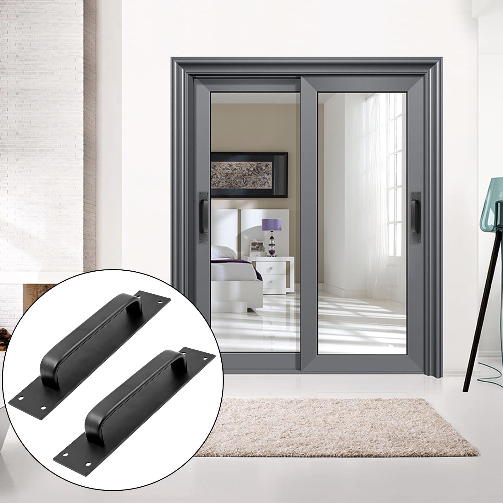 2 Pack Sliding Barn Door Handle, 7.9 Inch Gate Door Handle, Aluminium Alloy Door Pull Handle for Sliding Barn Door Gate Cabinet — image 5