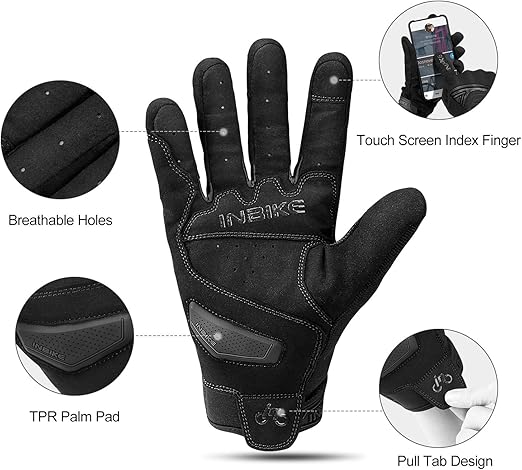 Breathable Mesh Motorcycle Gloves Touchscreen with TPR Palm Pad Hard Knuckle-Black-XLarge โ image 3