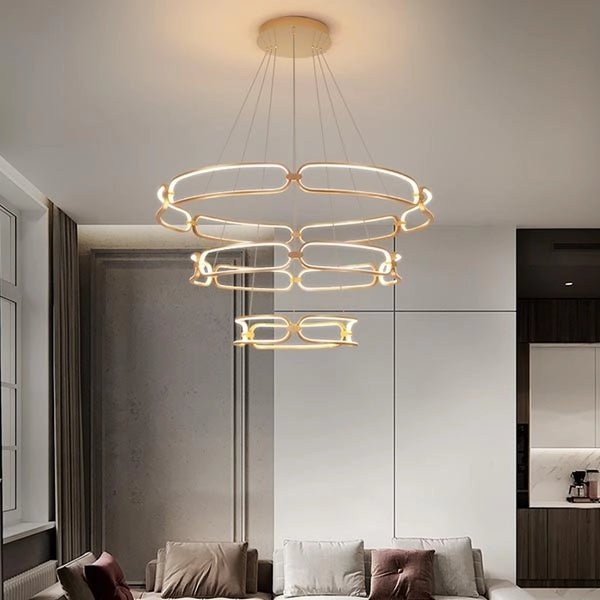 BAMDECOR A209 Colette Ceiling Chandelier Led Modern Circular Art Aluminum Light Fixture for Living Room Bedroom Indoor Decor(3 Rings) โ image 2