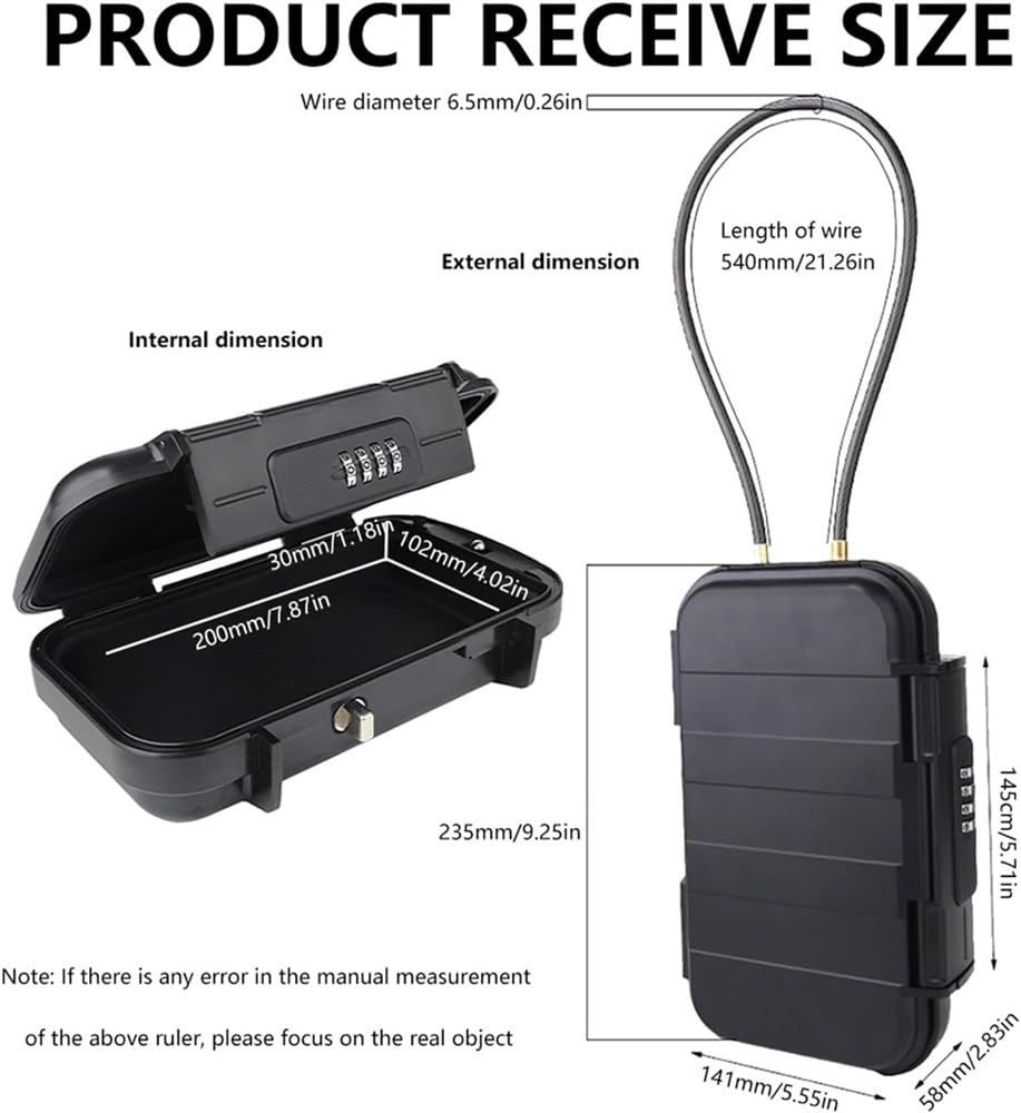 Cash with Removable Chain Safe No Keys Office Combination Code Beach Sealing Rubber Strip Travel Portable Mobile Phones ( Black) — image 5