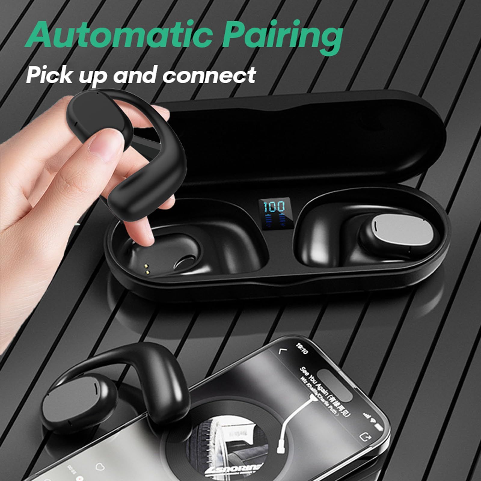 Open Ear Headphones Wireless Bluetooth Air Bone Conduction Headphones Head Set Bluetooth Open Ear Bone Conduction Earbuds — image 4