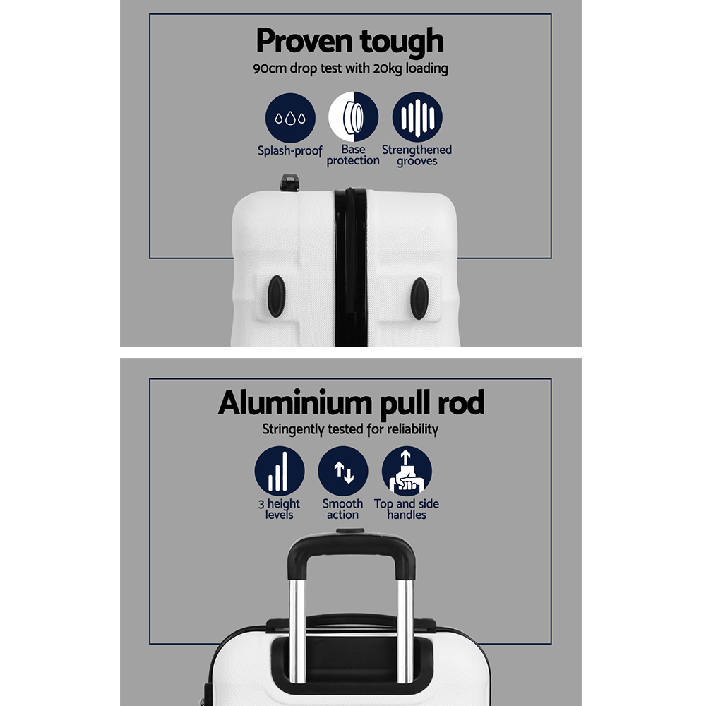 Wanderlite 3Set 20-24-28 Inch Luggage with TSA Lock Spinner Travel Suitcase Carry On Hard Shell Luggage Case White — image 4
