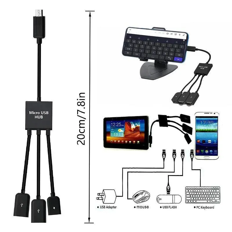 Micro USB 2.0 OTG HUB Cable Adapter AU Male to Female Dual Host Fast Transfer — image 3