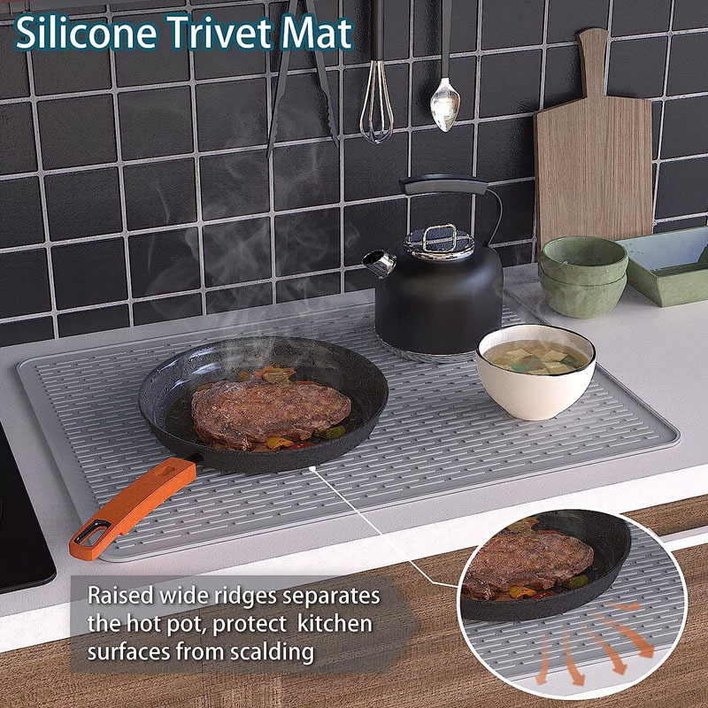 Silicone Stove Top Cover 92x52cm Heat Resistant Electric Cooktop Protector Mat for Kitchen Benchtop and Laundry Dark gray โ image 3