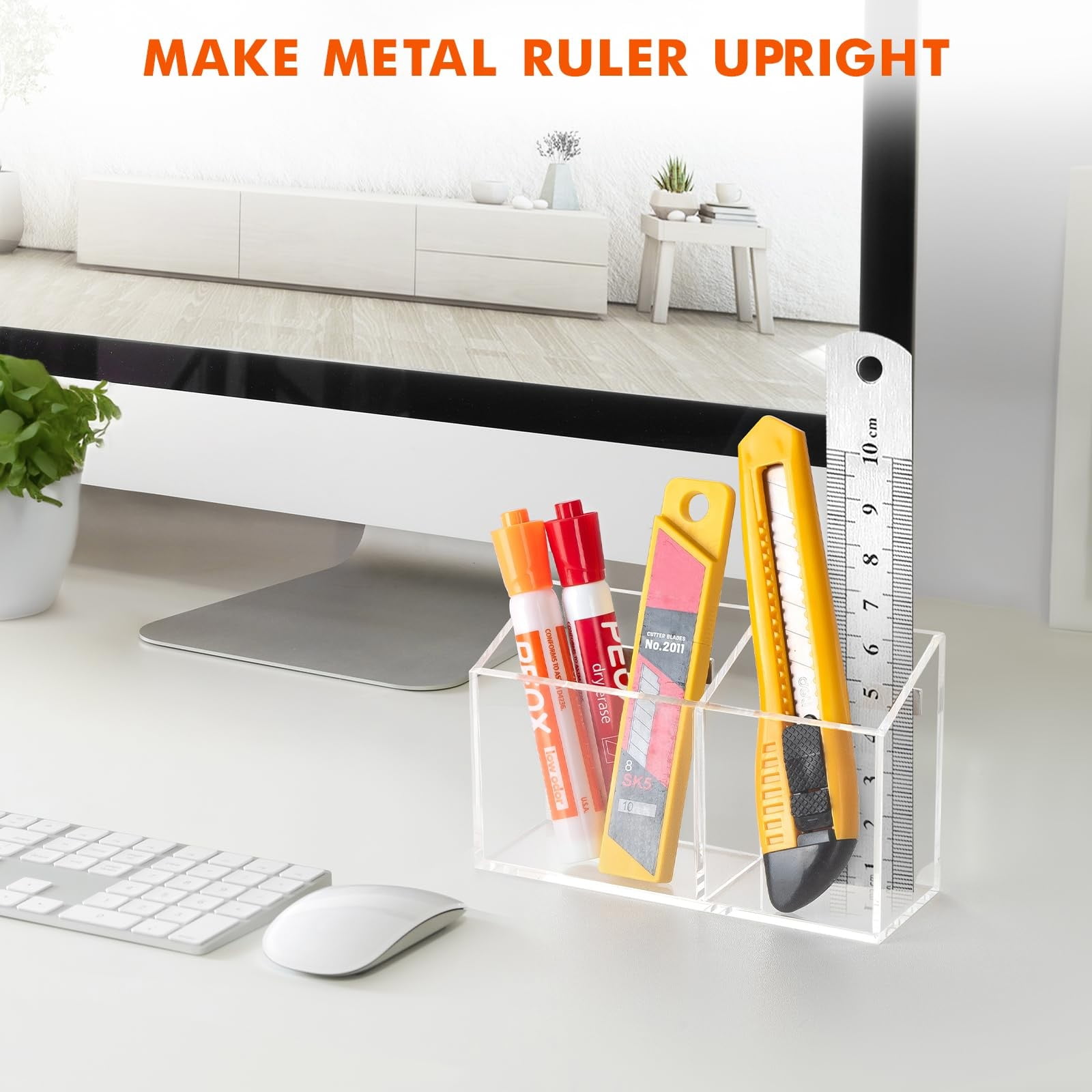 Magnetic Pen Holder, Heavy Duty 2 Slot Mesh Pencil & Marker Organizer for Desk, Extra Strong Magnets for Locker, Refrigerator, Dry Erase Board, Whiteboard — image 2