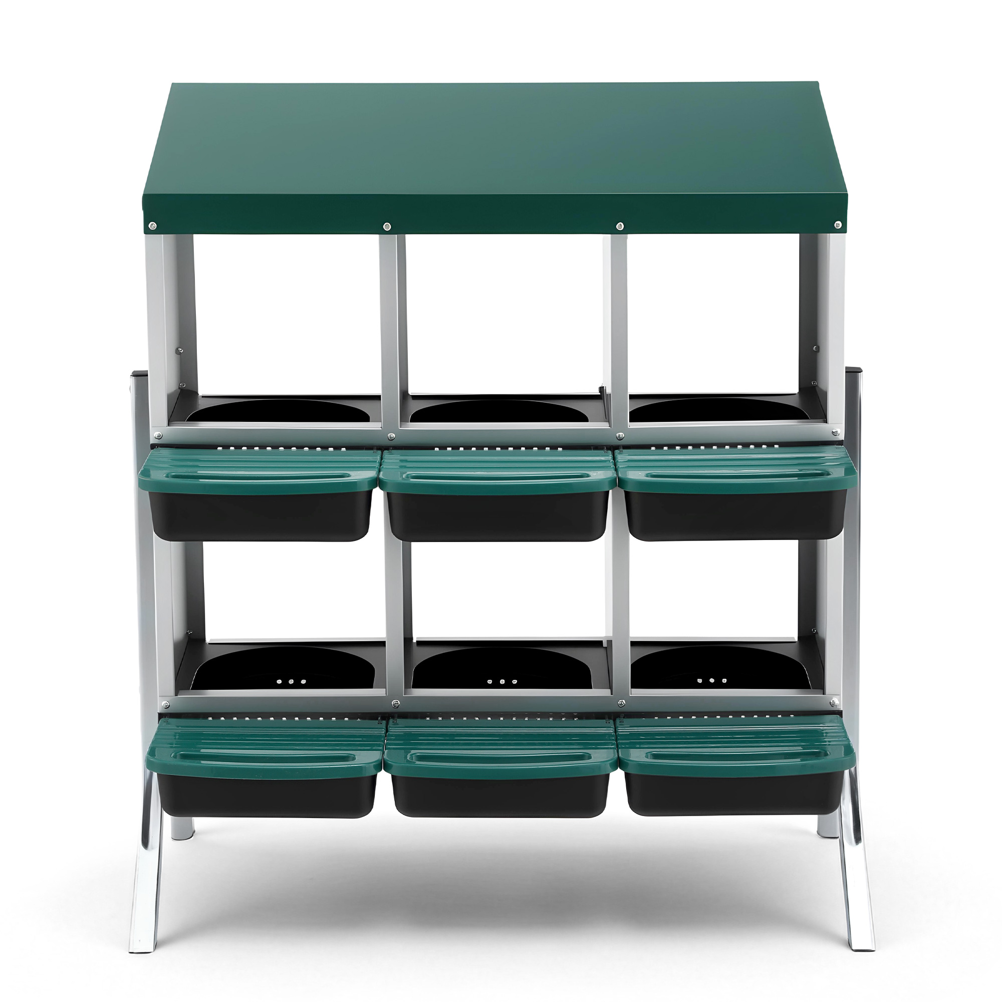 i.Pet Chicken Nesting Box Roll Away Metal Nesting Box Wall Mounted 6 Holes Green — image 3