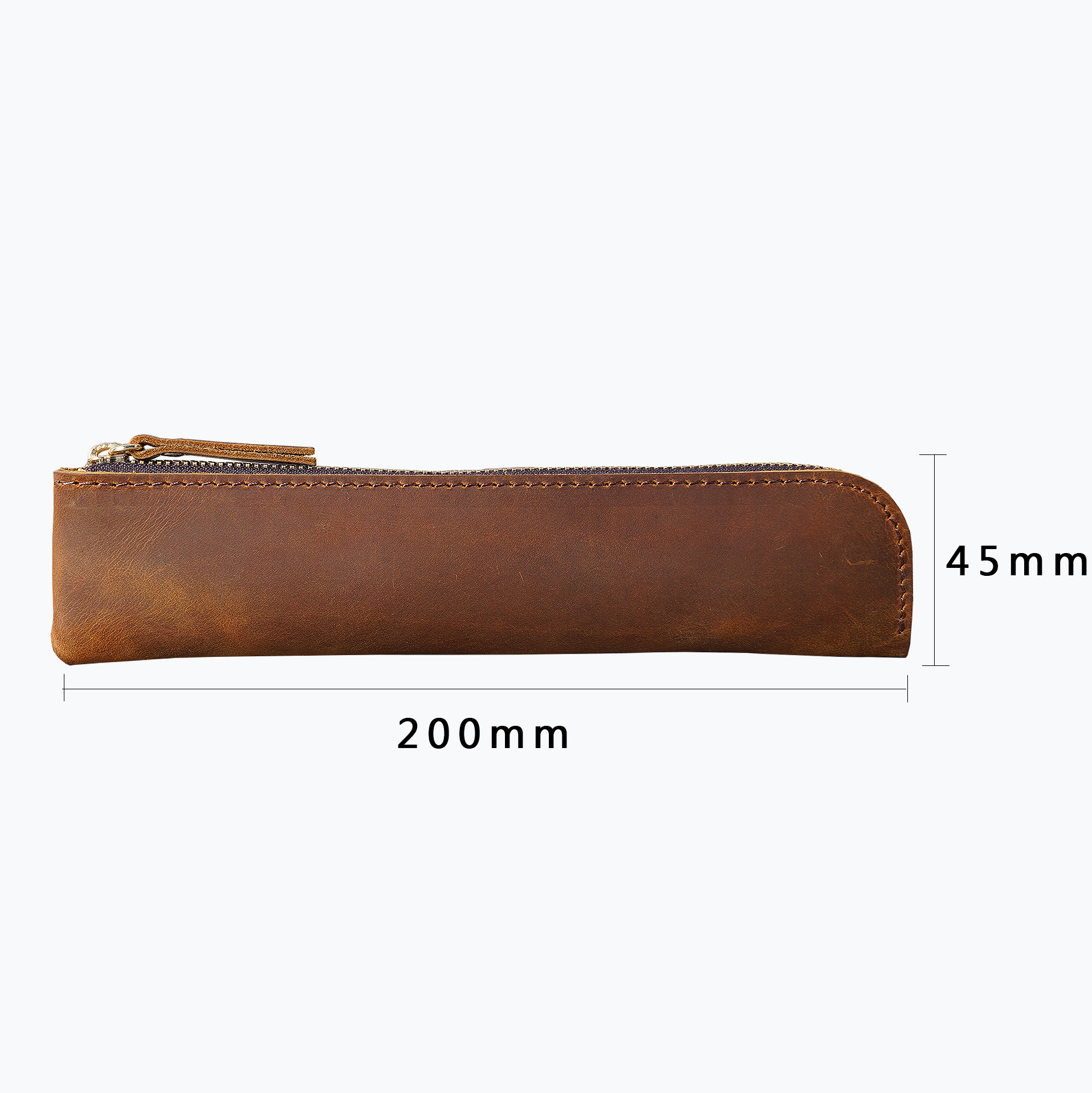 Black Vintage Crazy Horse Leather Zippered Pen Case - Retro Pencil Pouch & Small Accessories Bag โ image 3