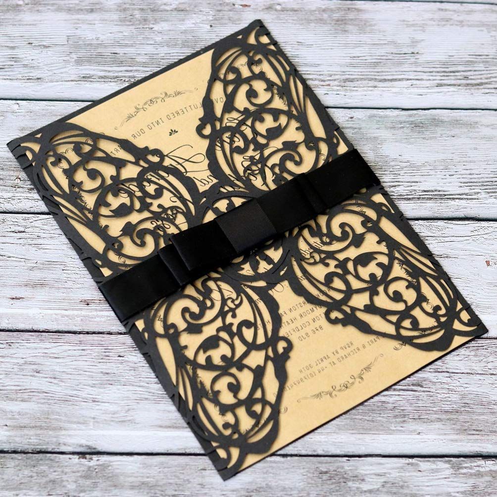 2Pcs Party Invitations, Halloween Cards Laser Cut Invitation Cards Black Hollow Invitations Kits Halloween Design Cards โ image 3