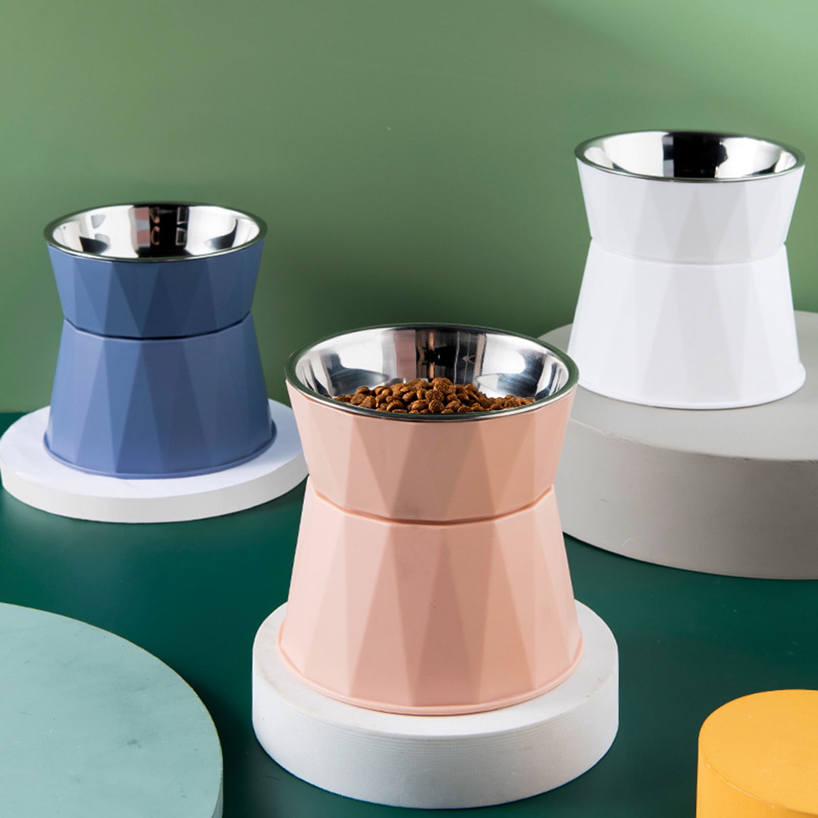 Dog Bowl Raised Cat Food Water Bowls with Detachable Elevated Stand Pet Stainless Steel Feeder Bowl No-Spill Anti Slip Pink โ image 2